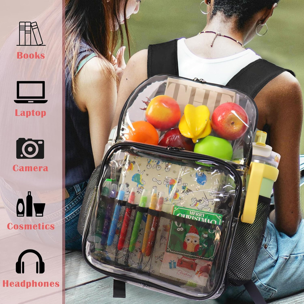 Clear Backpack,18'' See Through Backpack School Approved Heavy Duty Clear Backpa