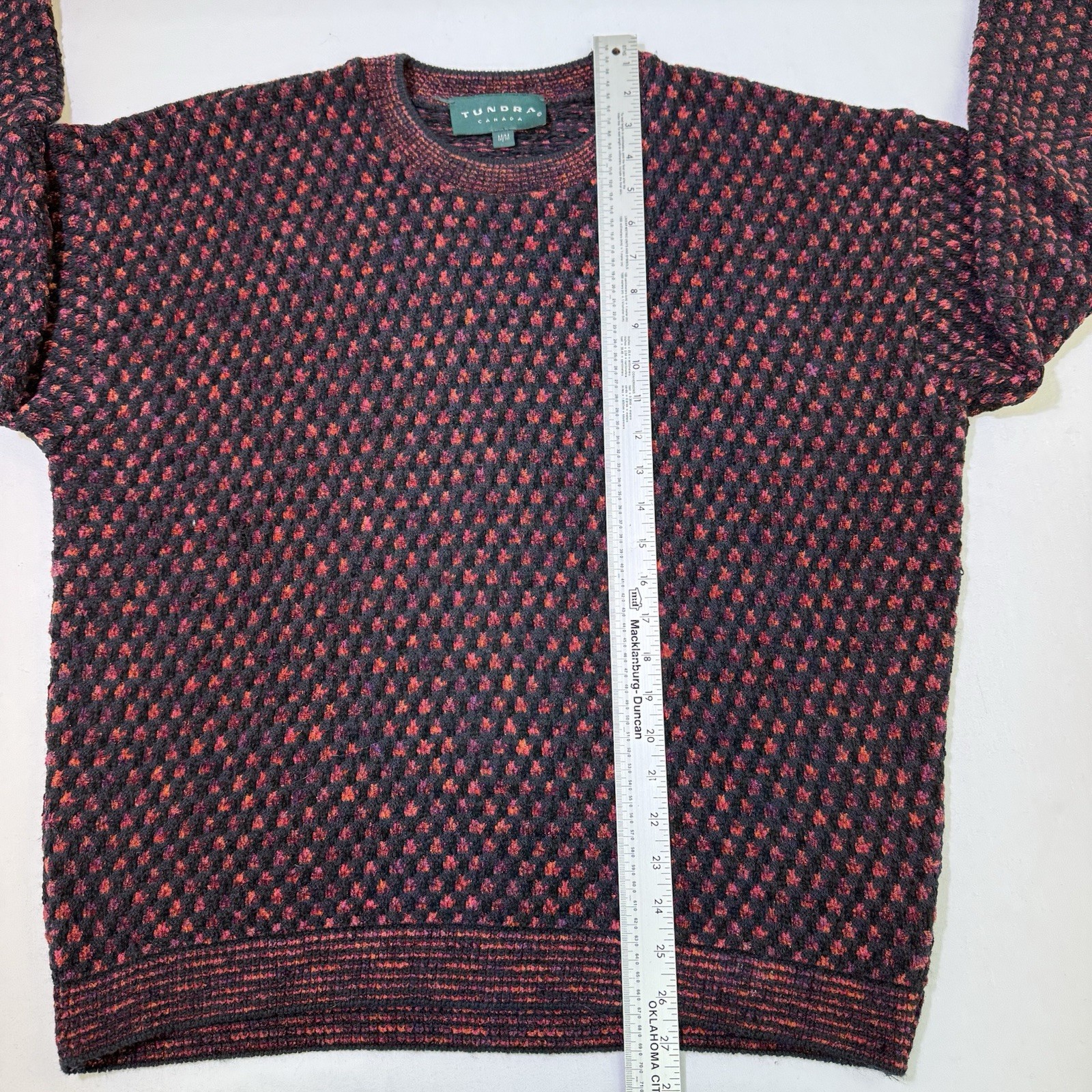 Tundra Sweater Mens M 3D Knit Coogi Style Geometric Grandpacore Cabincore Cosby