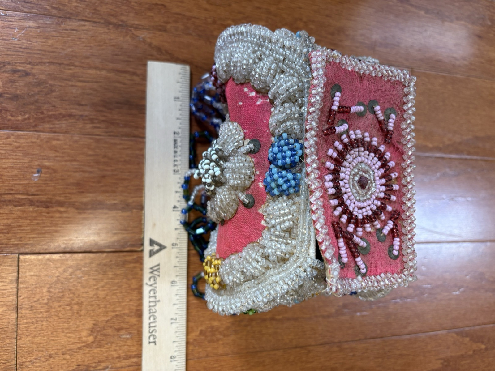 Native American Iroquois Indian Beaded Whimsical Purse Heavy Ornate Vintage