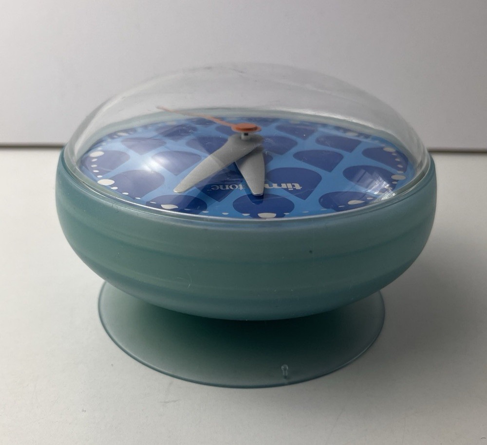 Vintage Timestone Blue Retro Suction Round Wall Clock Tested & Working