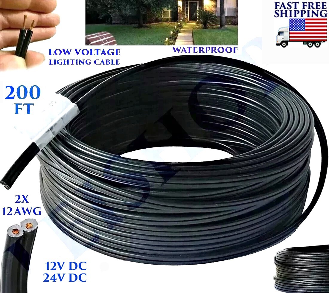 200FT LOW VOLTAGE 12/2 CABLE LANDSCAPE BURIAL COPPER WIRE OUTSIDE 12AWG 2 CORE