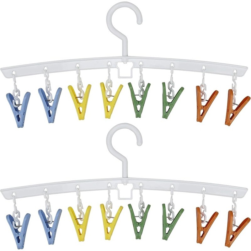 Portable Clothes Drying Rack 360° Swivel Hook Rust Resistant Space Saving Clips