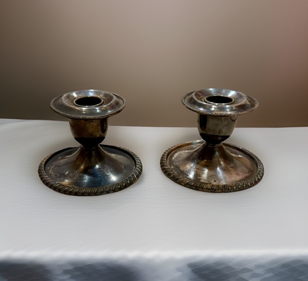 Vintage Benedict Proctor Silver Plated Candlesticks BP 2465 Candle Holders 1940s