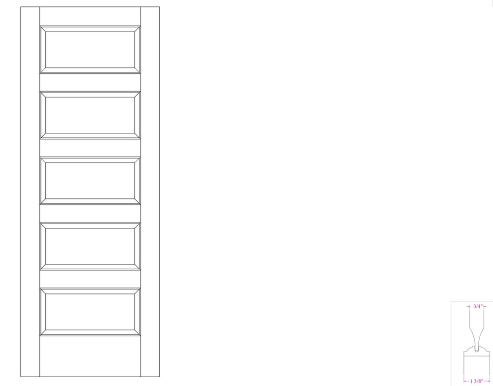 Hemlock 5 Panel Equal Raised Panels Stain Grade Solid Core Interior Wood Doors