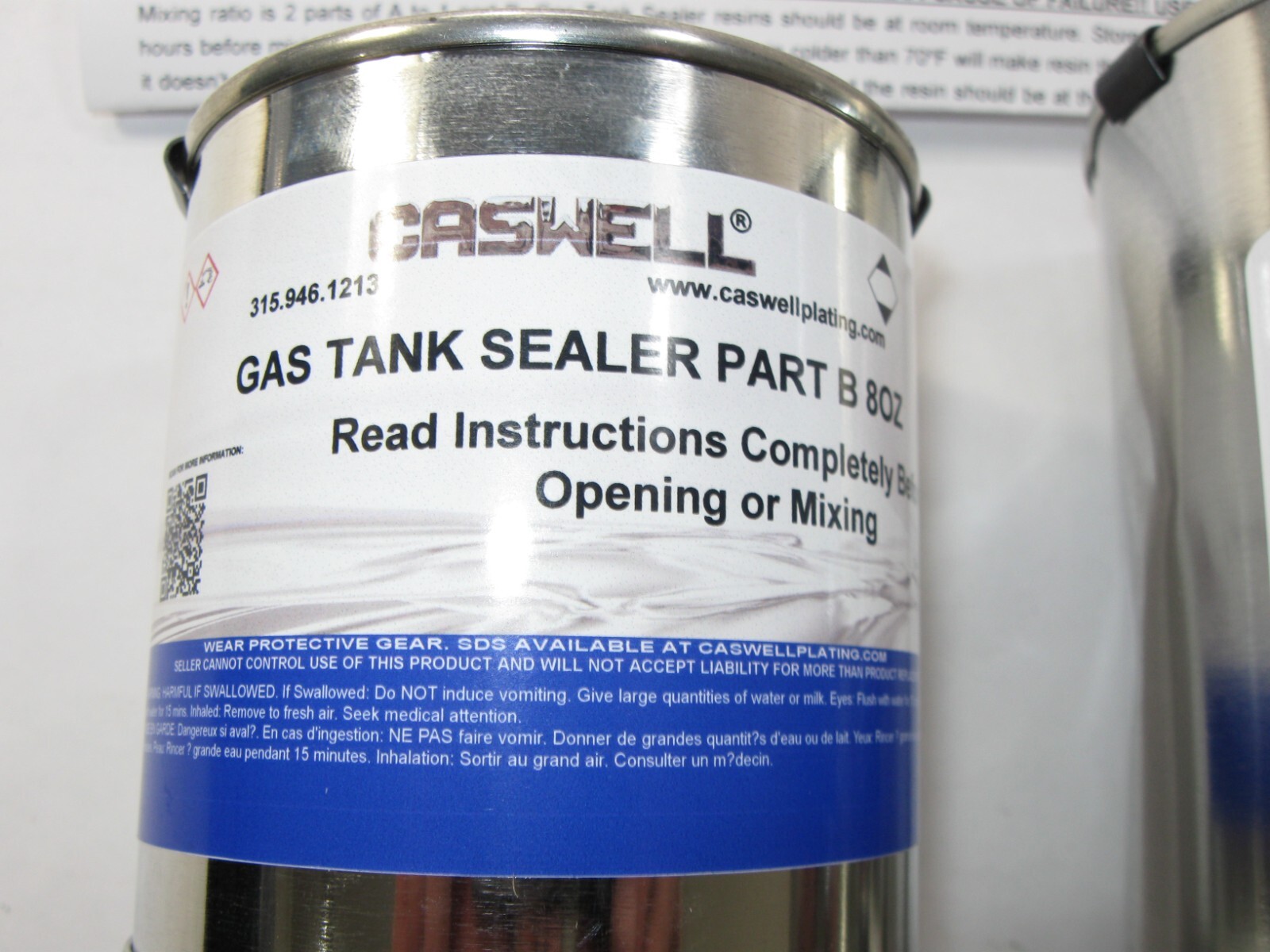 CASWELL GAS TANK SEALER LINER KIT CLEAR EPOXY MOTORCYCLE TO 10 GALLON jh