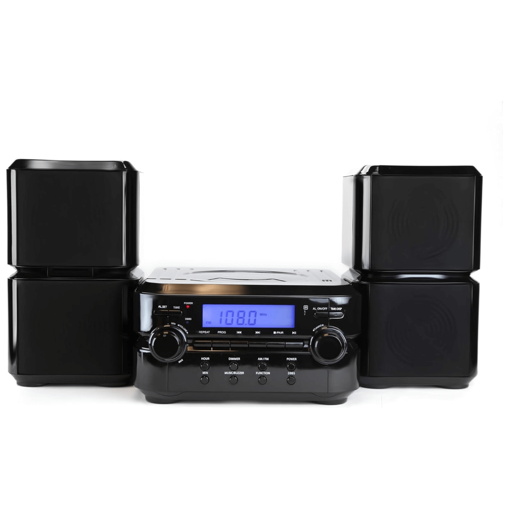 Emerson Bluetooth CD Microsystem, Featuring Multi-Device Inputs and Alarm Clock