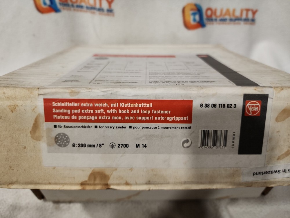 New Fein 63806118023 8" Extra Soft Backing Pad