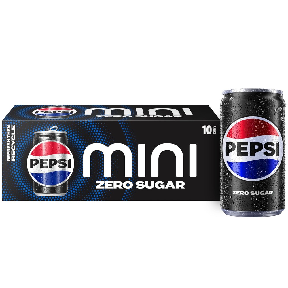 Zero Sugar Cola Soda Pop, 7.5 Ounce Mini Cans, (10 Pack)
