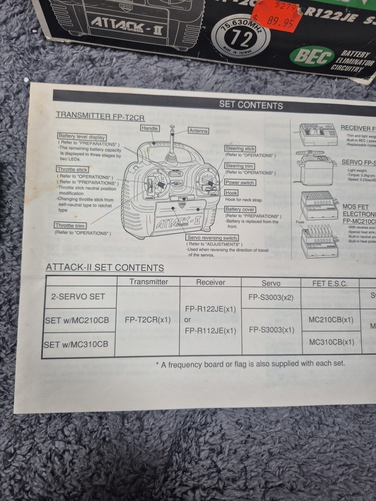 Futaba Attack 2 Controller With 2 Servo S3003 And Receiver Fp-r122je