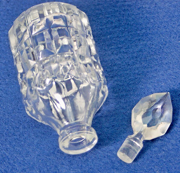 Pressed Glass Perfume Bottle with Plastic Stopper