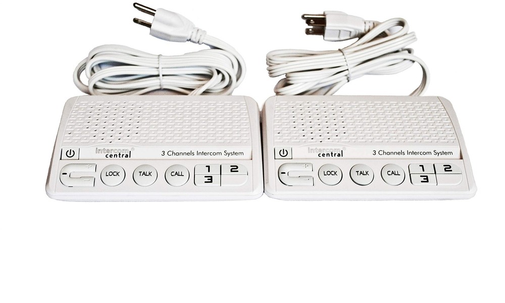 GROUND wire Power-line 3 CHANNELS Intercom System, Two Stations Set. White