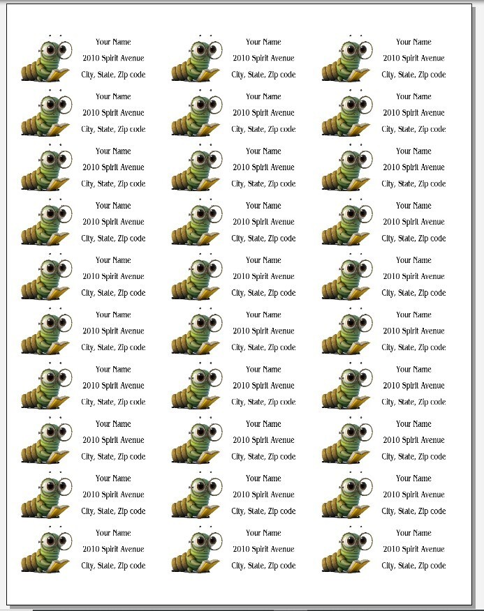 150 Cute Bookworm Reading Mailing Return Address Labels Personalized