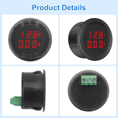2PCS DC 5V-100V Digital Amp Voltage Meter, 0.03-10A LED Display Voltage