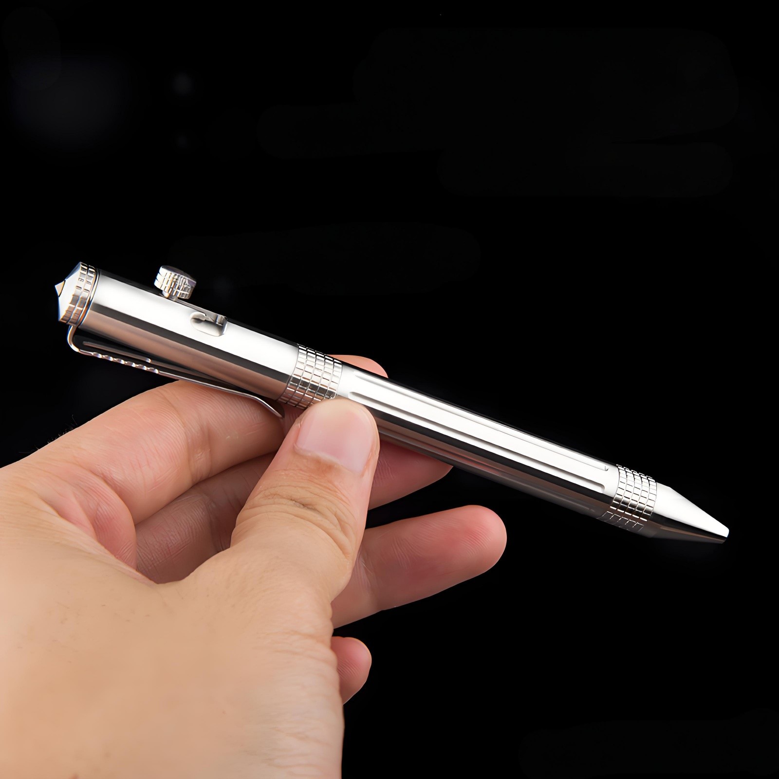 Stainless Steel Bolt Action Ballpoint Tactical Pen Outdoor Pocket EDC Portable