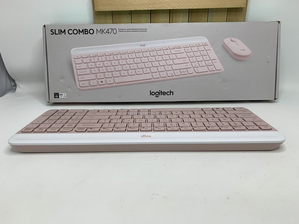 Logitech MK470 Slim Wireless Keyboard/Mouse Combo, Modern Compact Layout, Rose
