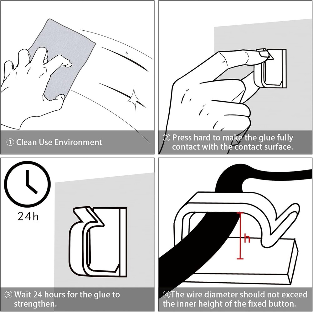 Adhesive Cable Wire Clips White Cord Holders