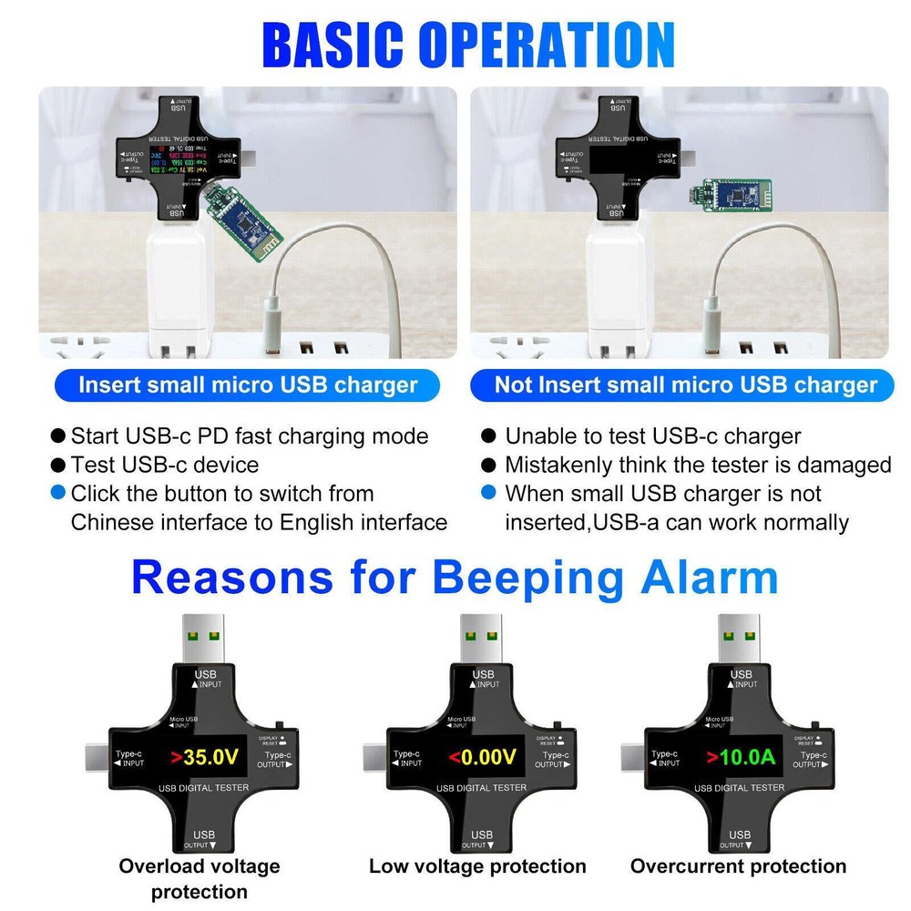 2.36*2.36 inch USB Power Meter Tester Digital Multimeter Voltage Current