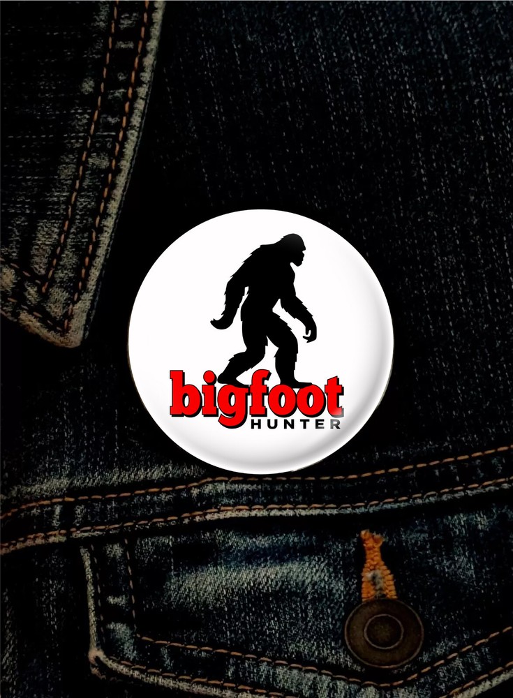 Bigfoot Pin Back Button Mytical Creature Legend Folklore Sasquatch Squatch