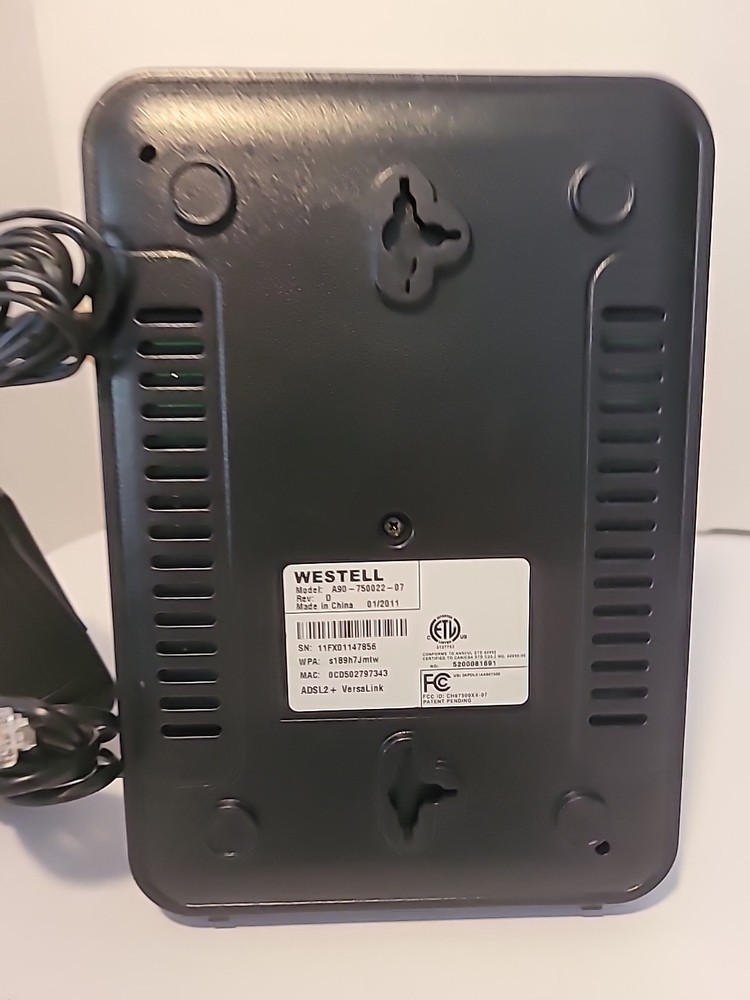Westell 7500 Model A90-750022-07 DSL Wireless Gateway Modem Router UNTESTED