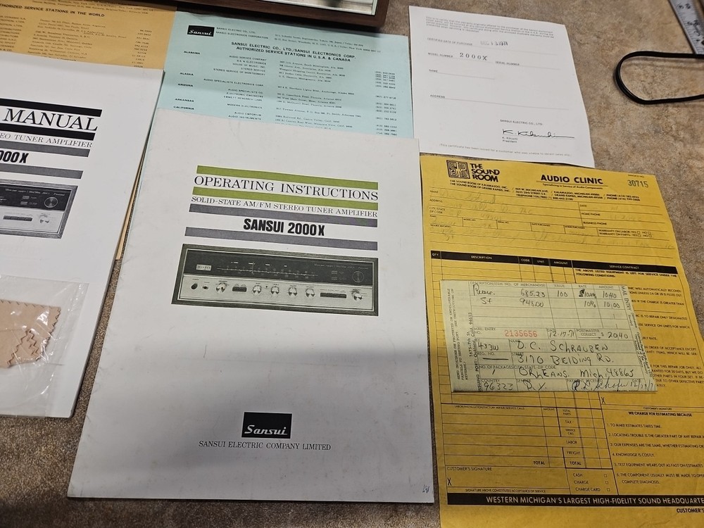 Sansui 2000X Solid State Stereo Receiver Tuner Amplifier Original Box- Paperwork