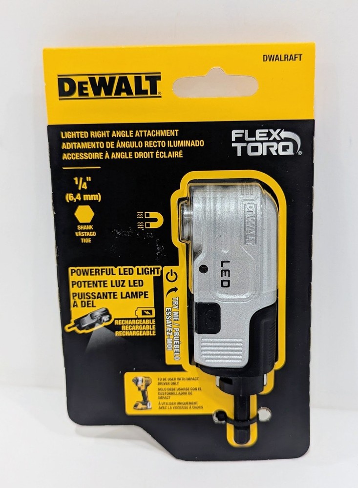 DeWalt DWALRAFT FLEXTORQ 1/4" Lighted Right Angle Attachment