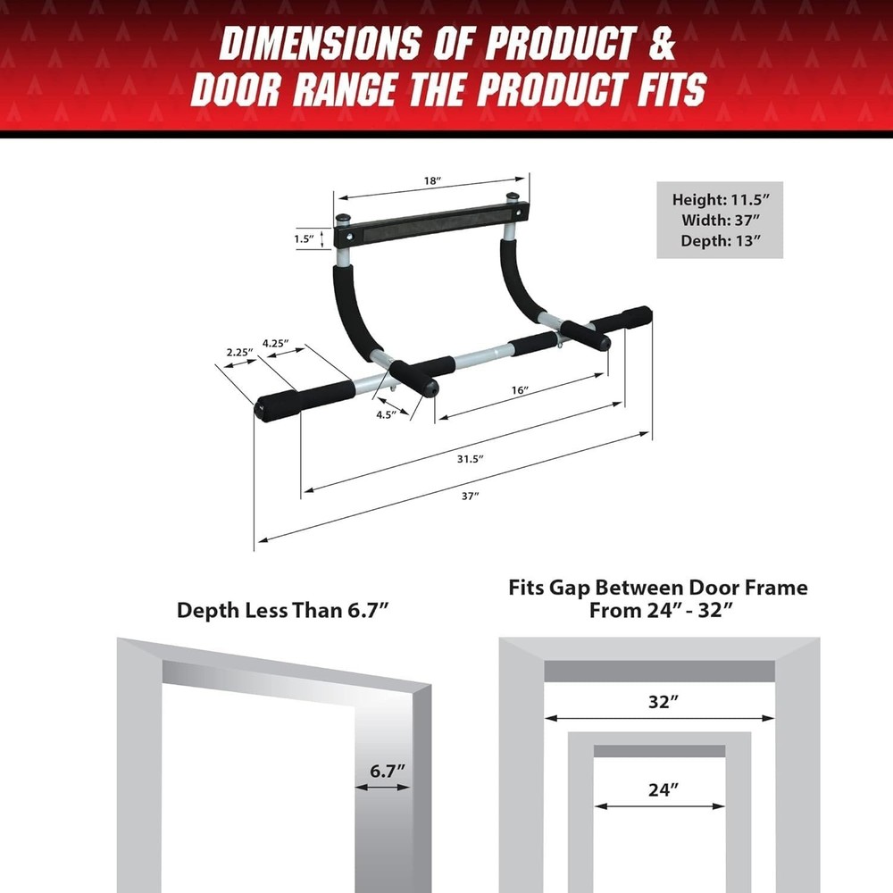 Pull-Up Bar - Total Upper Body Workout Bar for Doorway, Adjustable Width Lock...