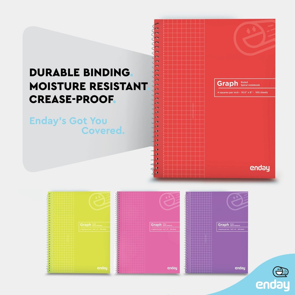 Emraw Graph Paper Notebook (4 Pack) Grid Notebook, Graph paper spiral noteboo...