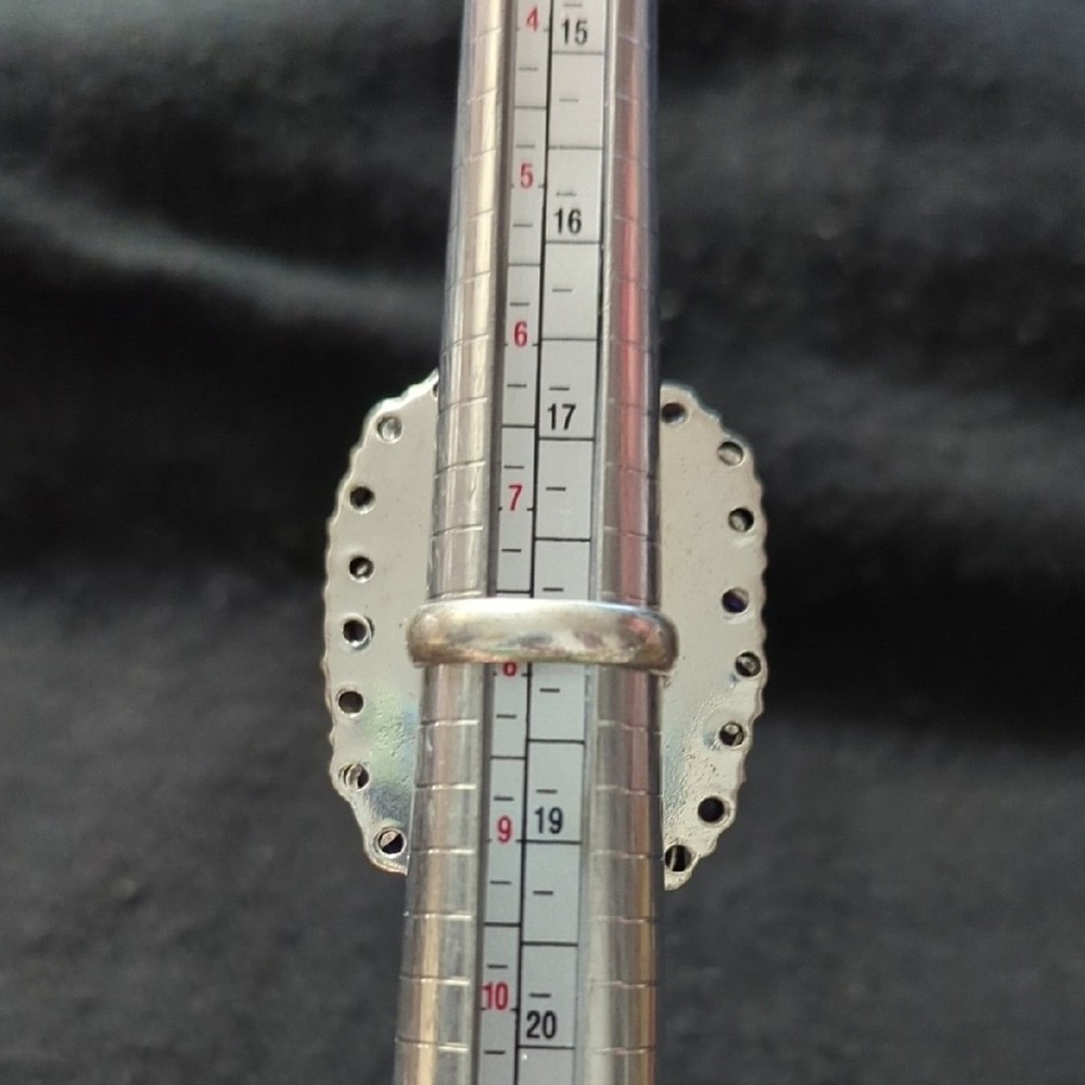 Silver Plated Purple Amethyst Gemstone Cluster Chunky Statement Ring - Size 8