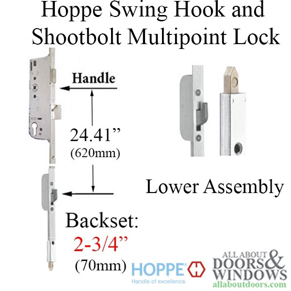 Hoppe 16mm 70/92 Shootbolt Swing Hook 24.41" Bottom