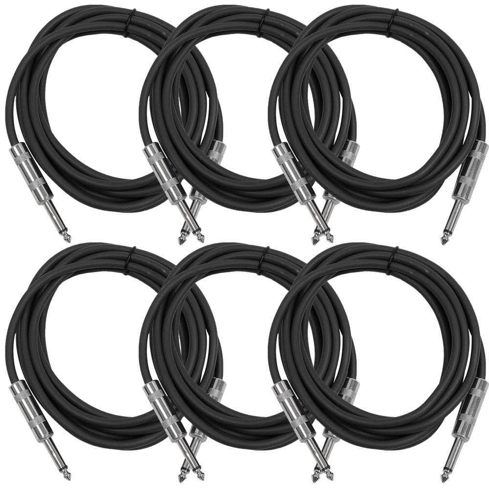 6 Pack Black 10 Foot TS Patch Cables