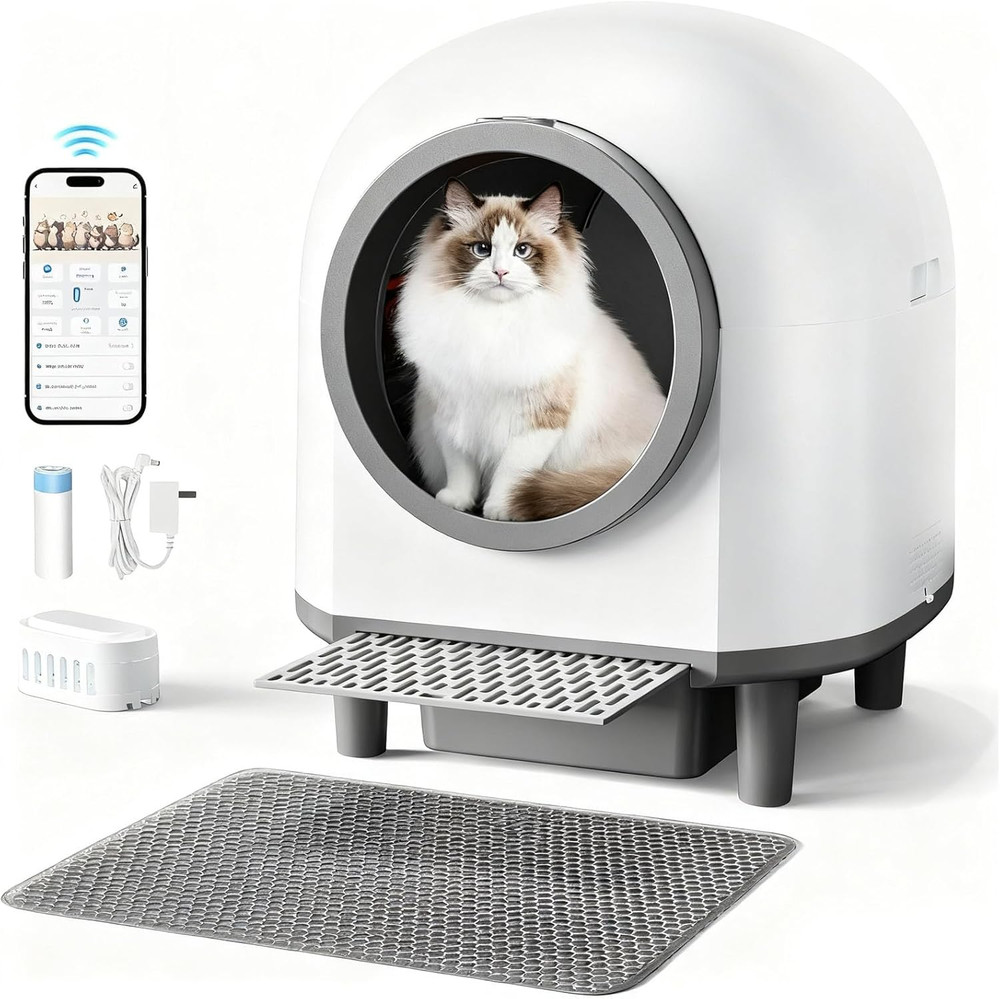 Self Cleaing Litter Box for Multiple Cats, 88L Large Smart Automatic Cat Litter