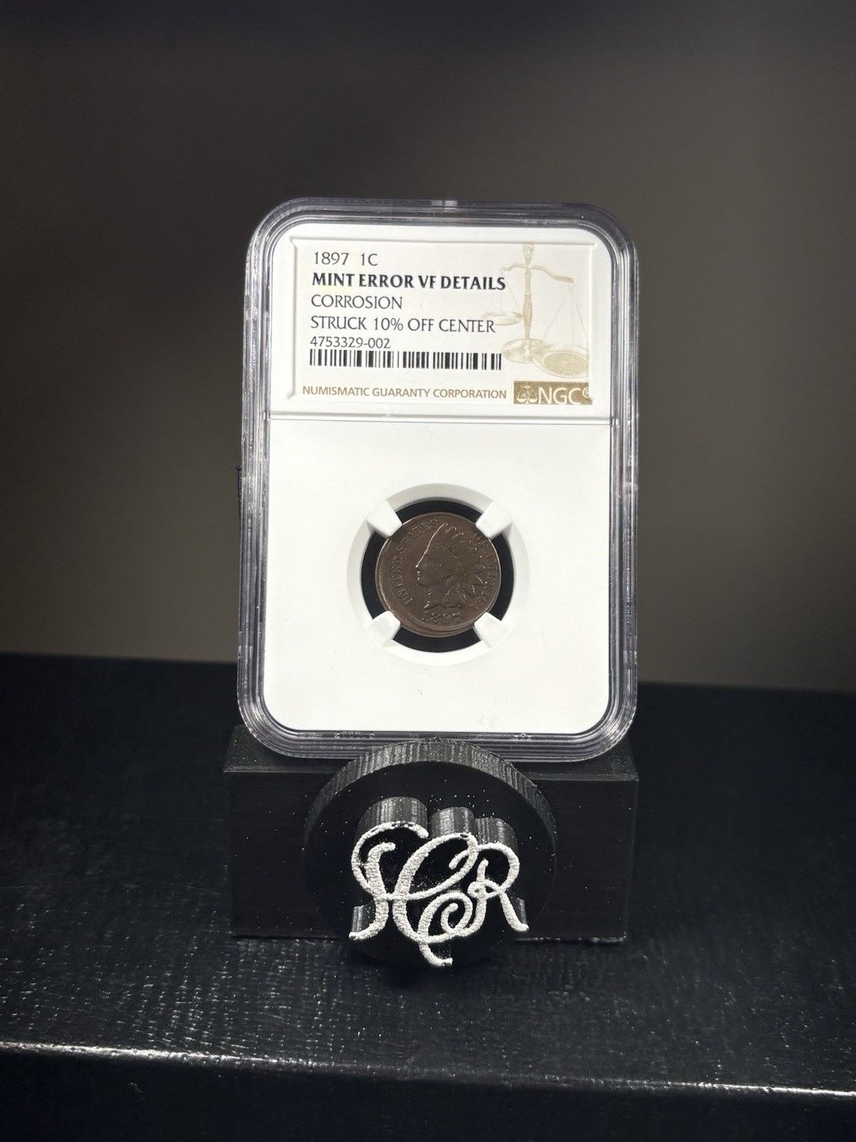 1897 Indian Head Cent VF Details 10% Off Center