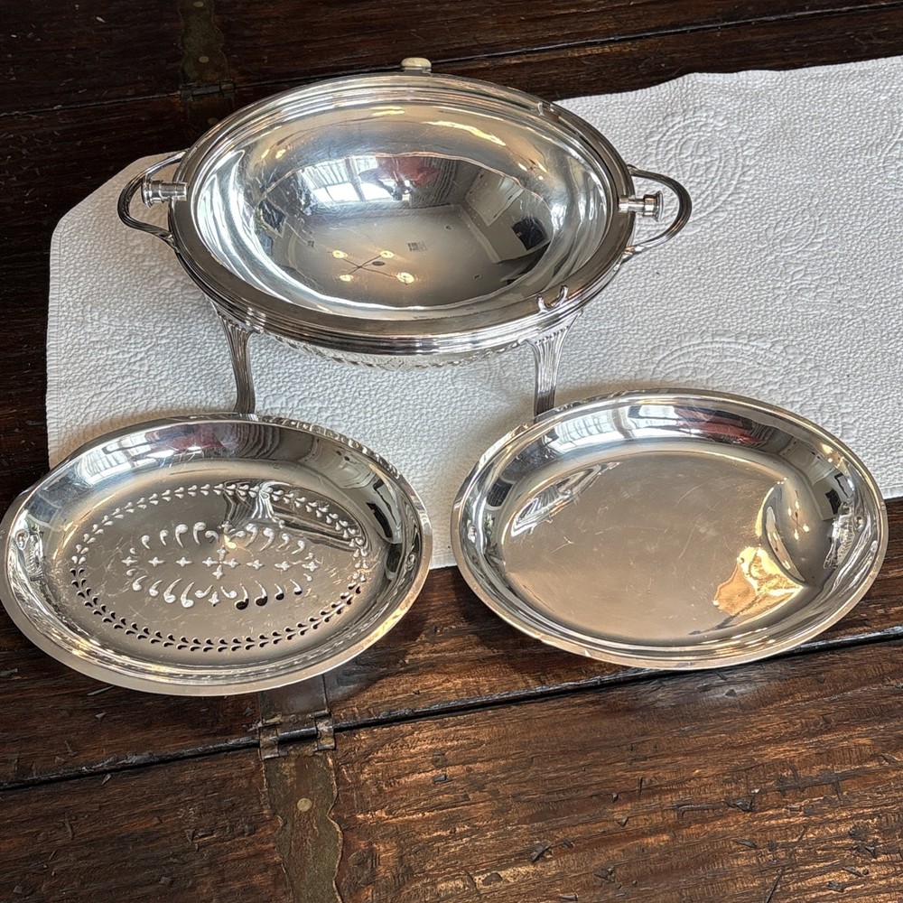 Walker & Hall Sheffield Silverplate Roll Top Buffet Server Dome Dish 11.5”