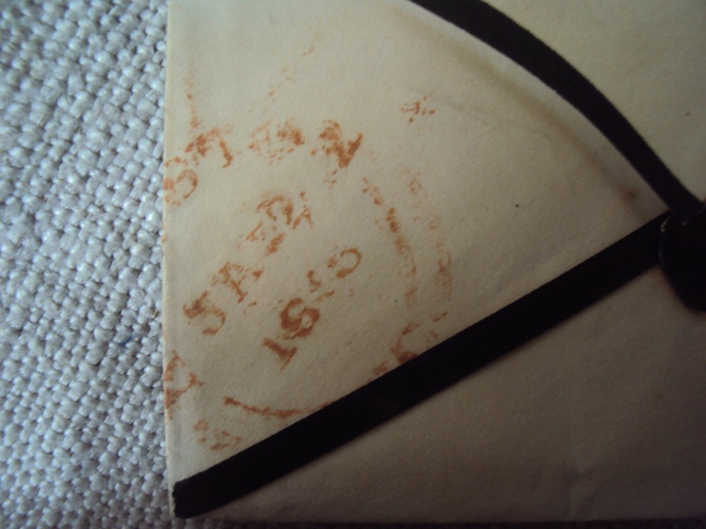 Stampless Cover Canada to US Small Mourning Envelope