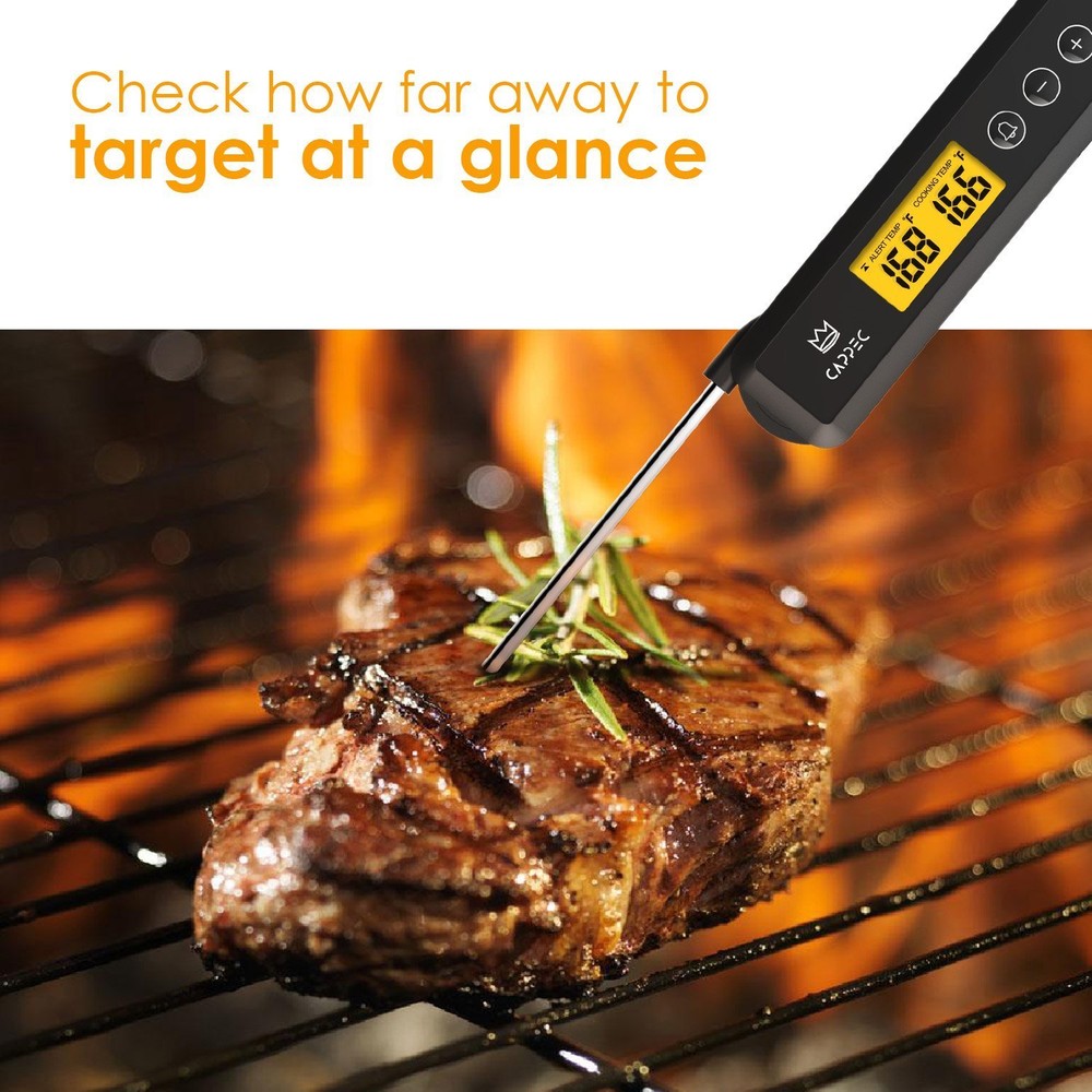 Cappec Instant Meat Thermometer With Target Setting Alert and Backlight