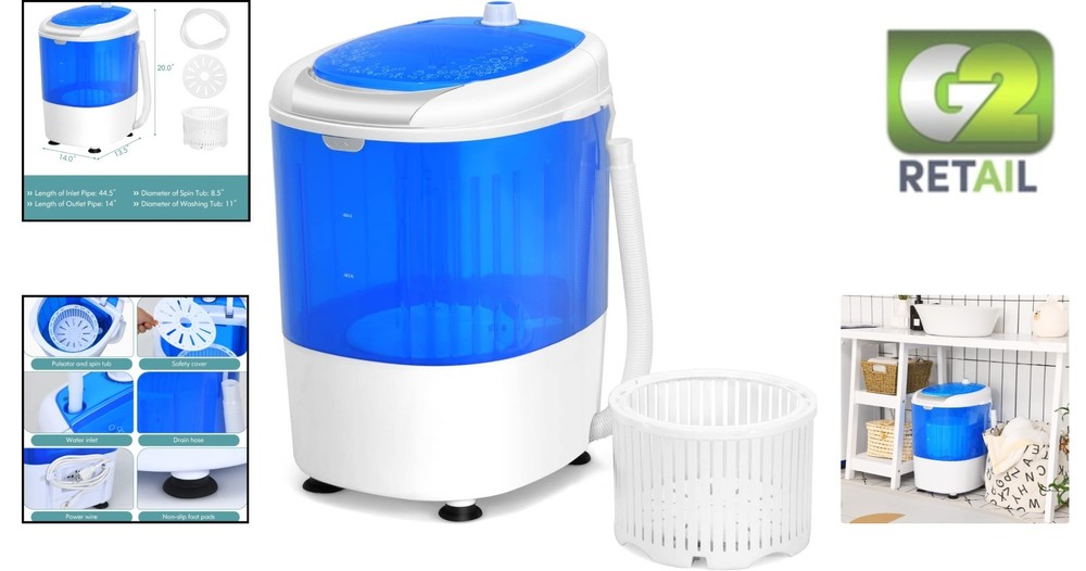 5.5 lbs Semi-Automatic Portable Washing Machine - Lightweight & Efficient