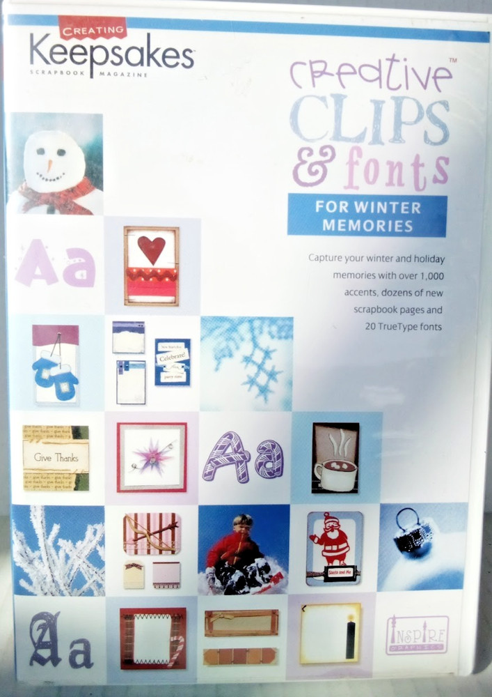 CREATING KEEPSAKES CREATIVE CLIPS AND FONT CD FOR WINTER MEMORIES - NEW