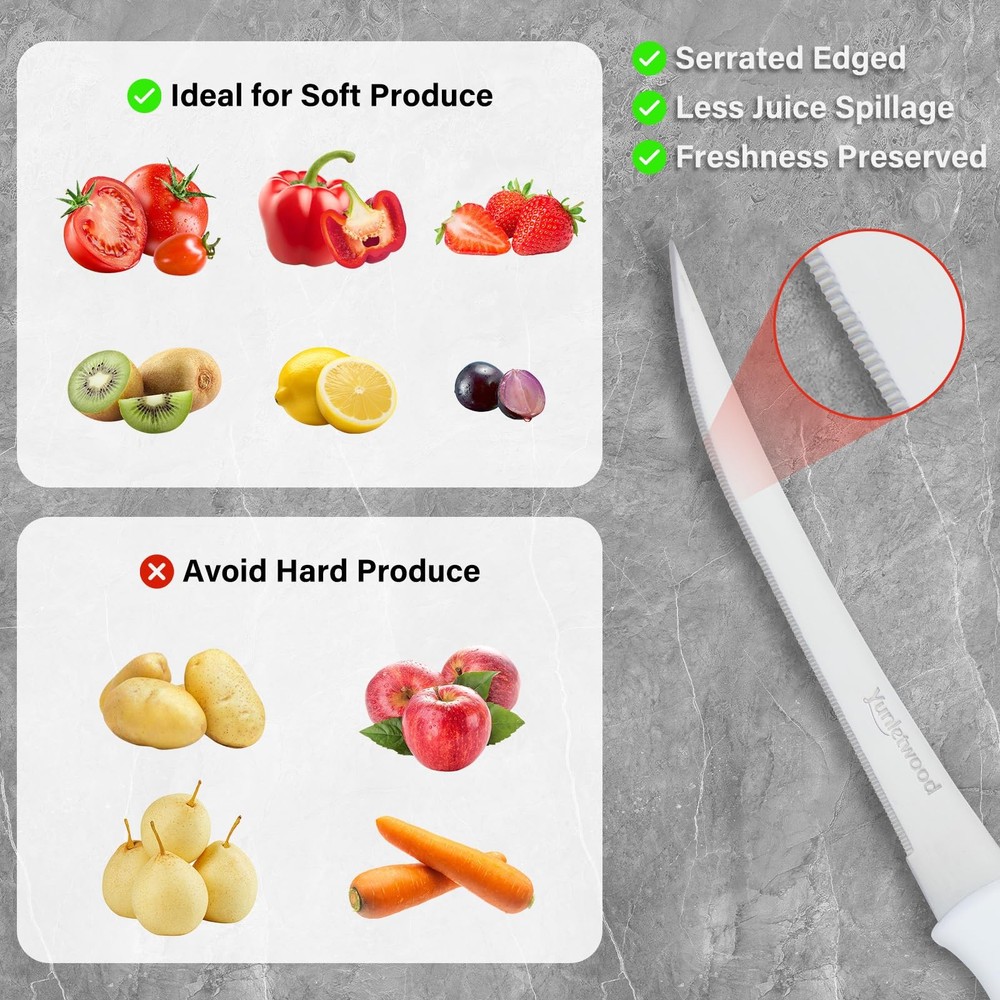 Serrated Tomato Knife set Stainless Steel Sharp Blade kitchen set 2Pk