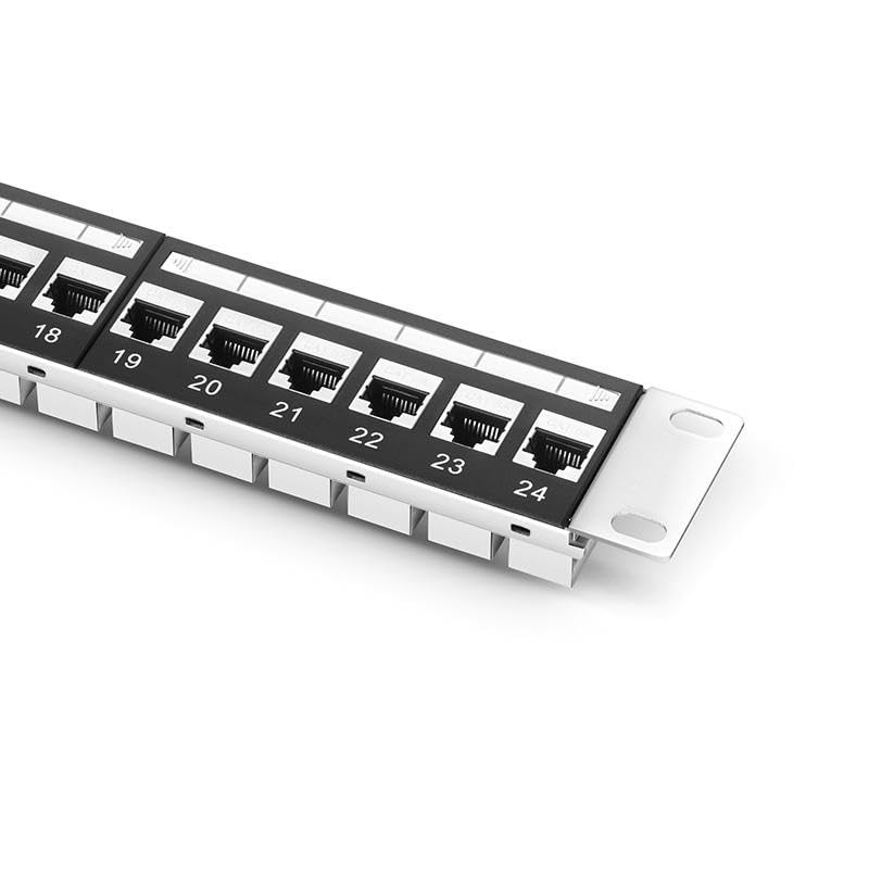 Cat6A 24-Port UTP Patch Panel with Loaded Modular Network Patch Panel