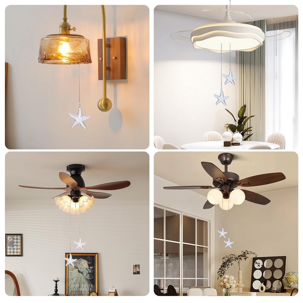 LONGSHENG - SINCE 2001 - 2 Pack Ceiling Fan Pull Chain Ornaments Extension Ch...