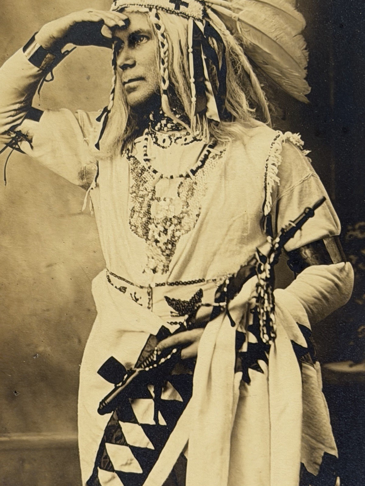 Antique Native American Indian Cabinet Card Photograph of A Chief; 1880s - 1900s