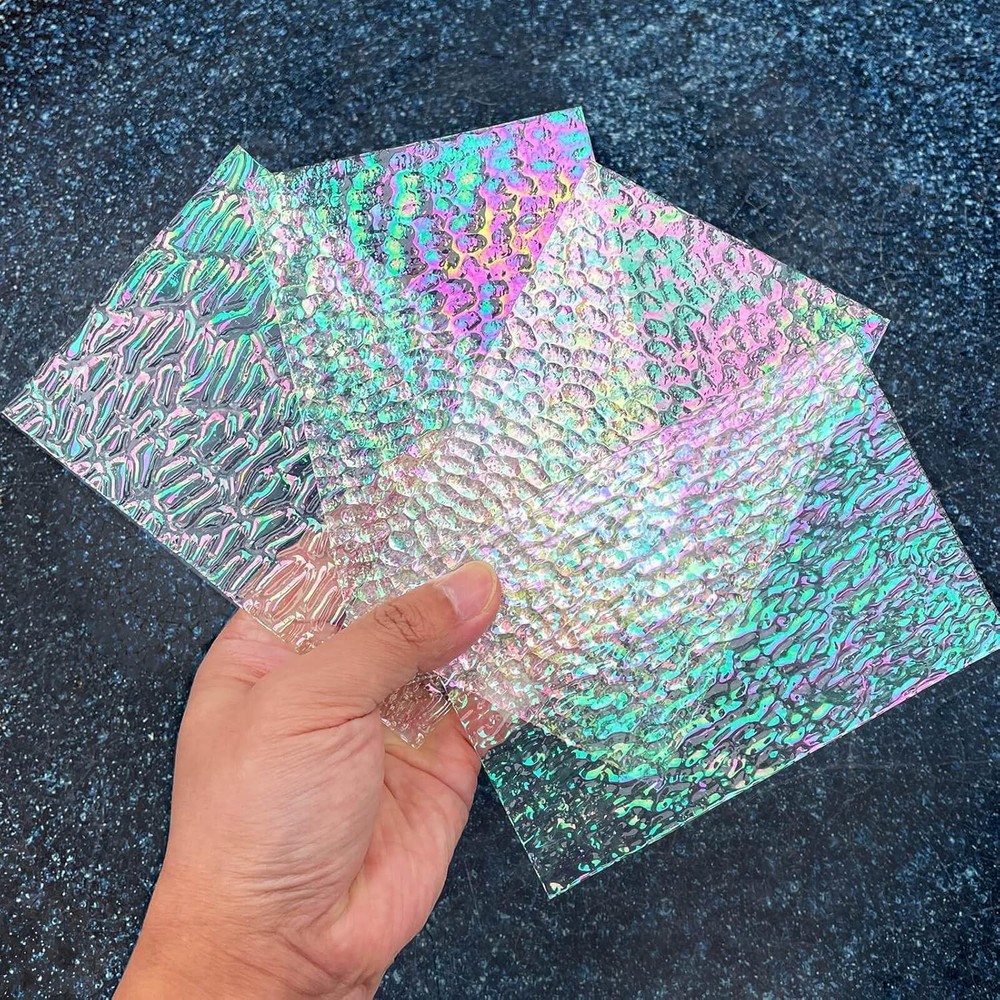 LITMIND 12 Sheets 6"L*4"W(12pcs), Iridescent Clear Ripple