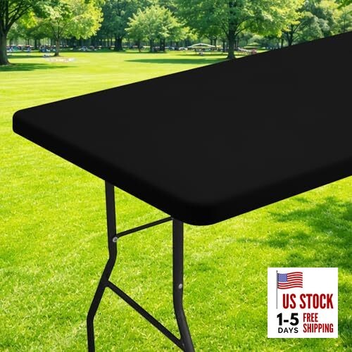Spandex 6 Foot Rectangle Table Cloth, Elastic 72" x 30" (Rectangular) Black