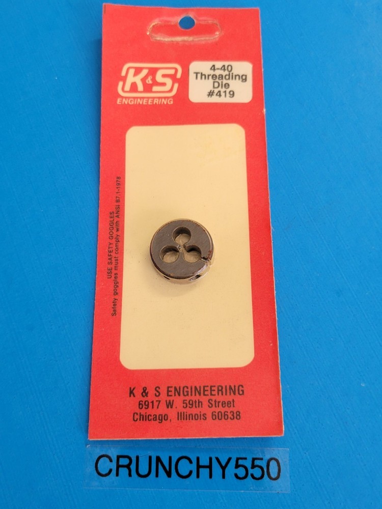 K&S Engineering #419 Threading Die 4-40 RC Part