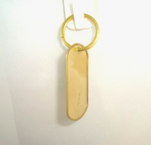 BRASS Military Style Rolled Edge Dog Tag Yellow Brass Finish 1"in. GOLD keyring