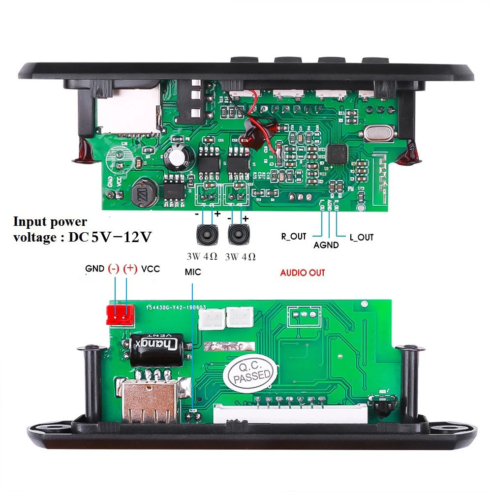 Bluetooth 5.0 2x25W Amplifier MP3 Decoder Board Car Radio Module Music Player