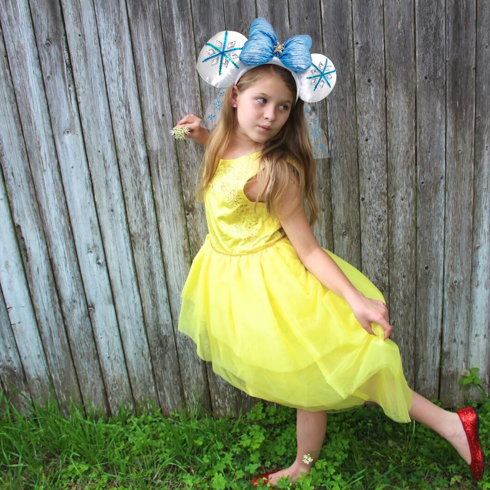 Disney- Parks Frozen Elsa Snowflake Blue & White Minnie Mouse Ear Headband NWT