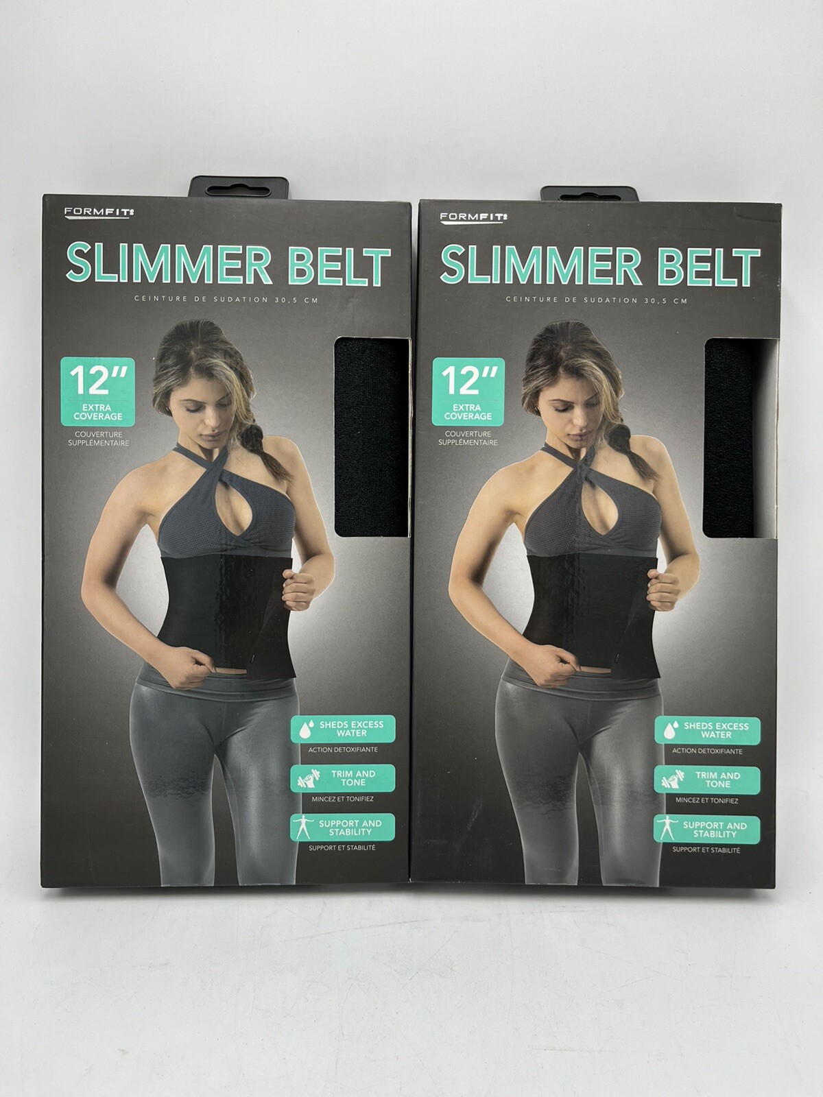 2 PACK FORMFIT 12" Slimmer Band Waist Trainer Tummy Shaper SMSB-1007-BK BLACK 40