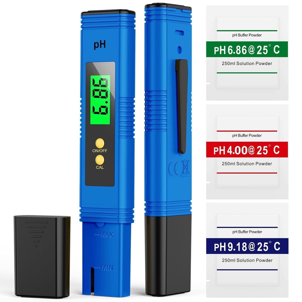Digital pH Tester for Water - Includes Calibration Powders & Certification