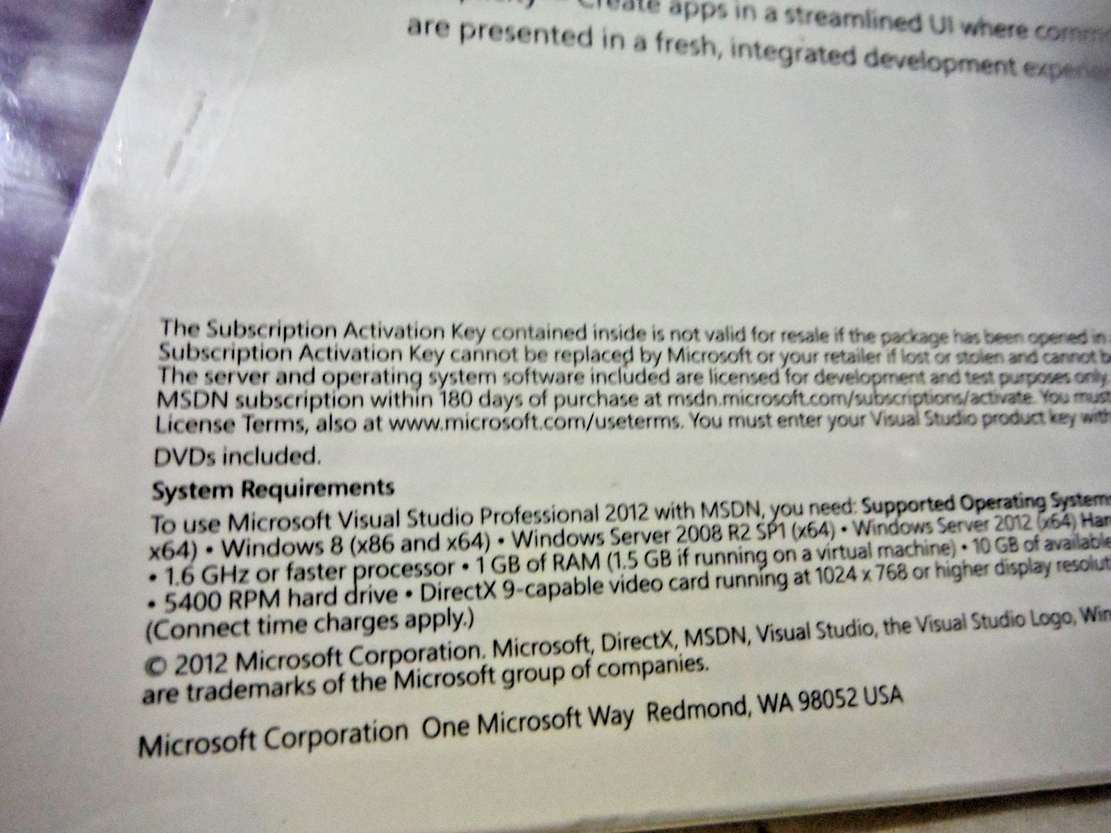 Visual Studio Ultimate 2012 with MSDN, SKU 79D-00276, Full Retail Version Sealed